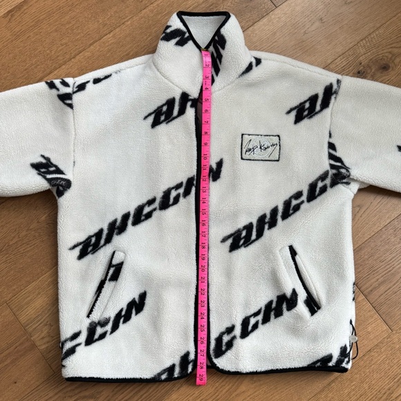 BJHG Be Just Hardly Good Teddy Zip-Up - Men’s Size L - Like New - Black & Cream - Picture 3 of 9